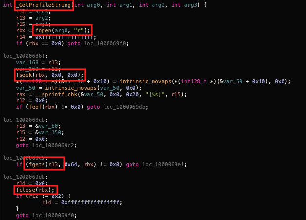 Screenshot: getProfileString() file operations