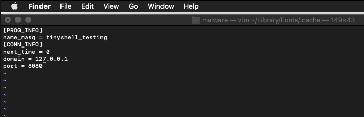 Screenshot: example config file layout
