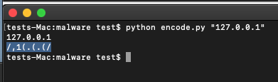 Screenshot: running encode.py on localhost