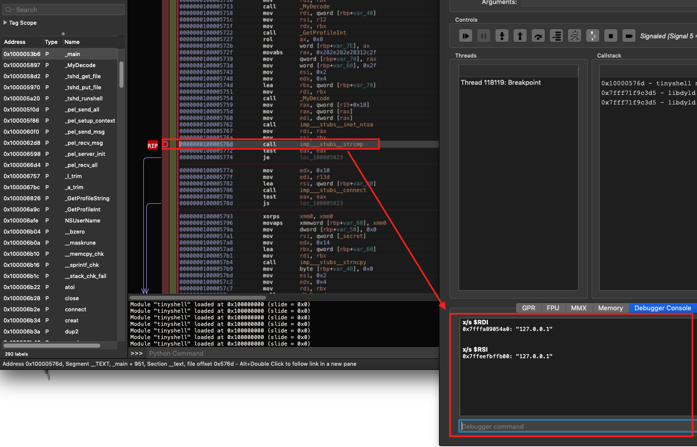 Screenshot: identifying the self-connection check