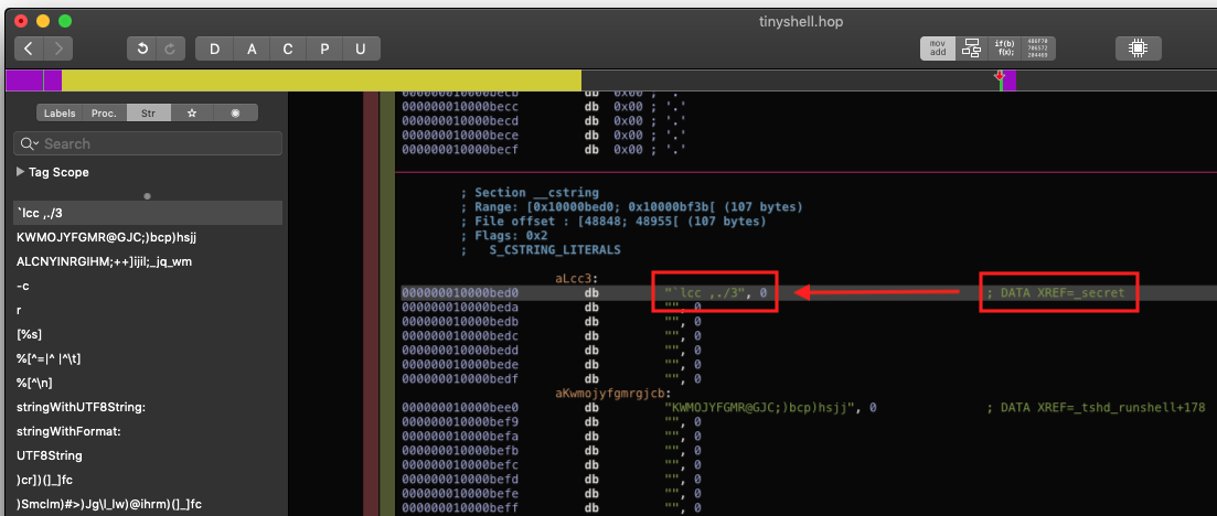 Screenshot: locating the encoded password string